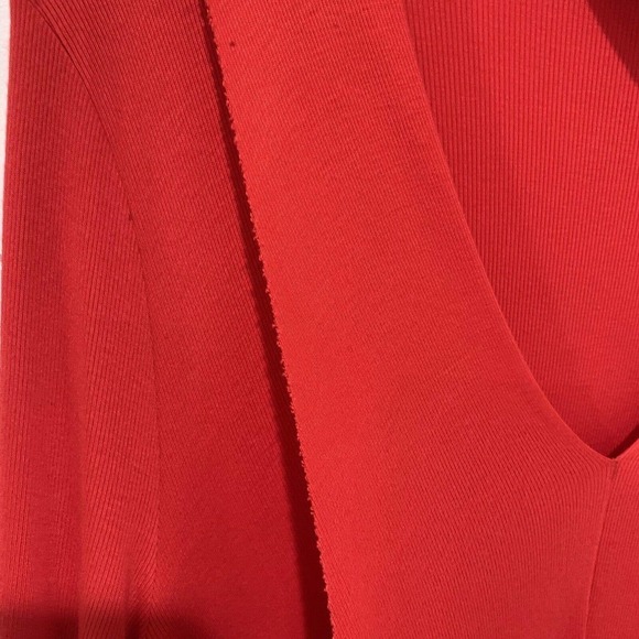 Free People | Top Red Long Sleeve Oversized V Neck Uptown Turtleneck- Size Small - Picture 4 of 7